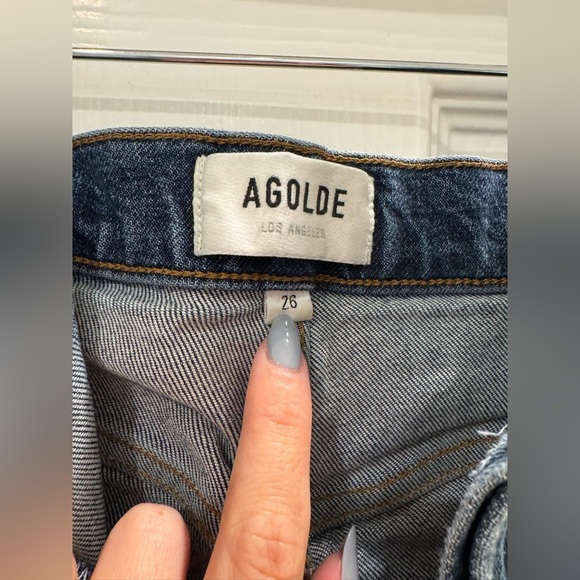 J4. AGOLDE Riley Button Fly Straight Cropped High Waist Jeans - Picture 4 of 10